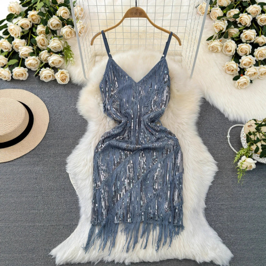 Maya Sequin Fringe Cami Dress