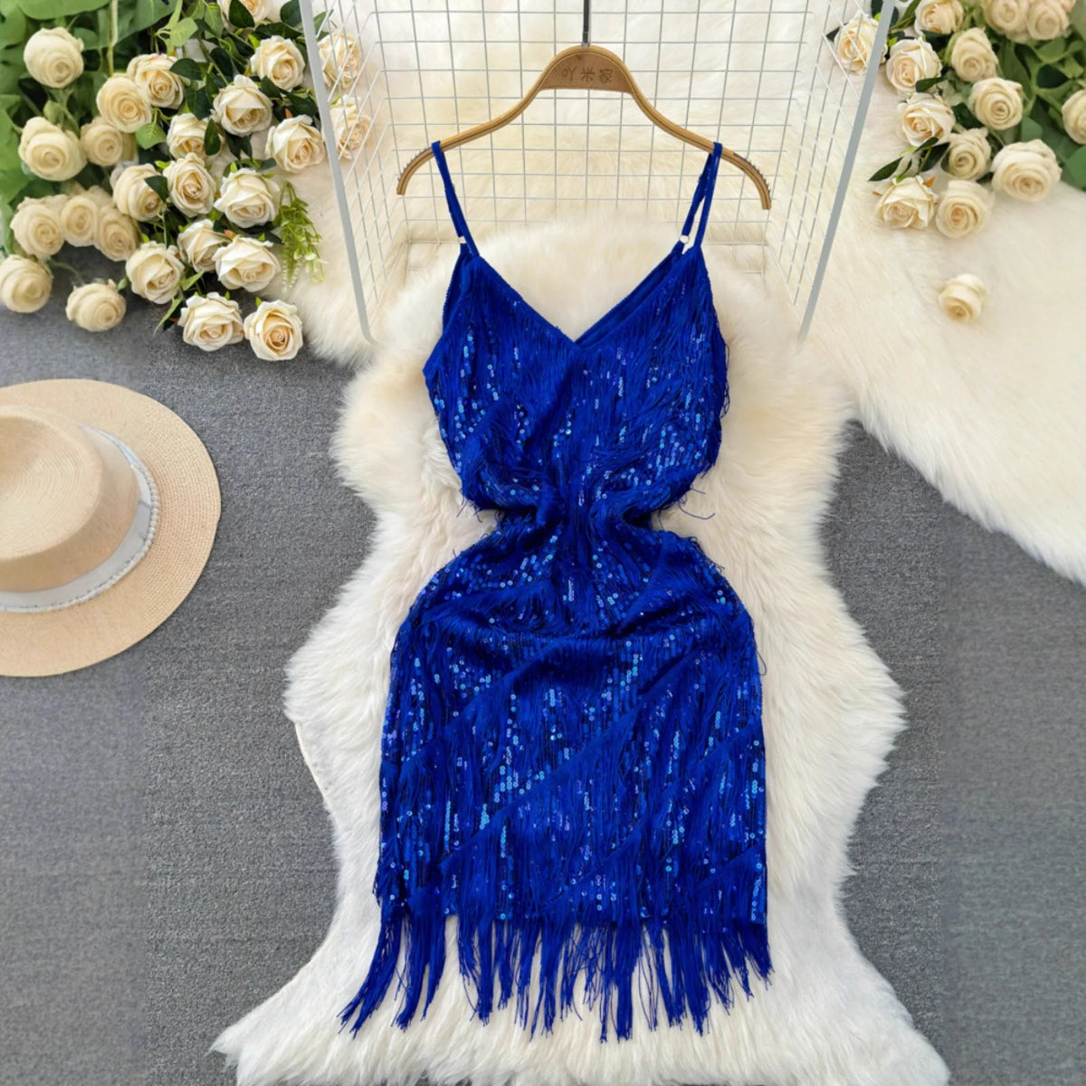 Maya Sequin Fringe Cami Dress