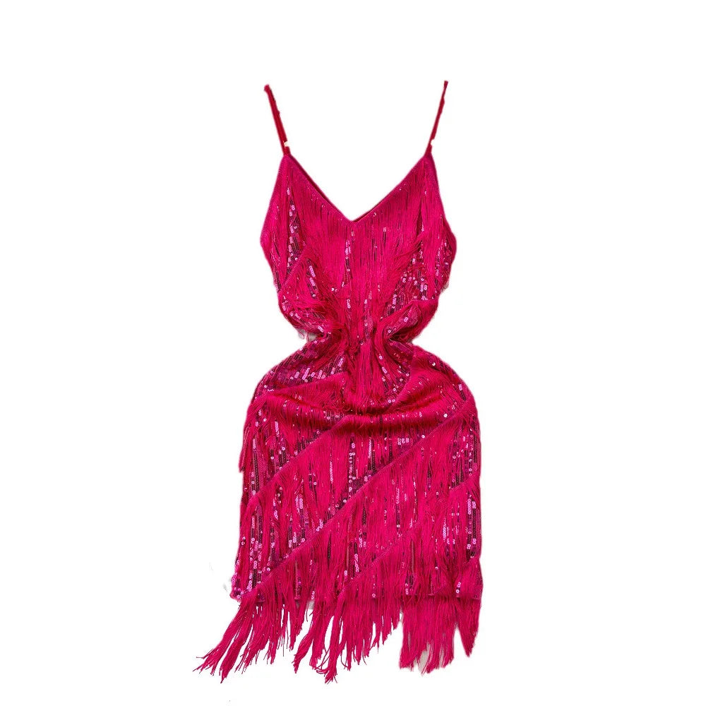 Maya Sequin Fringe Cami Dress