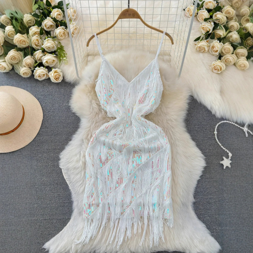 Maya Sequin Fringe Cami Dress