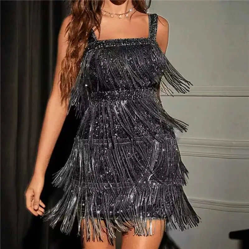 Lyra Sequin Fringe Party Dress