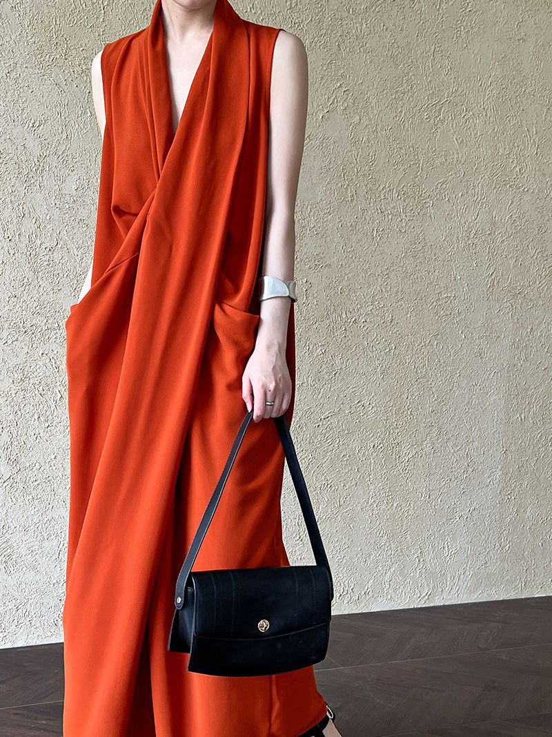 Athena Draped V-Neck Maxi Dress