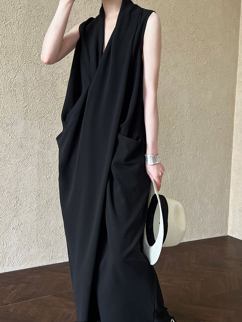 Athena Draped V-Neck Maxi Dress
