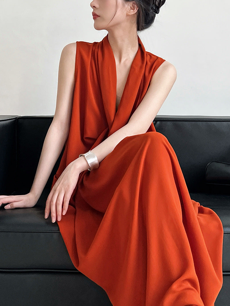 Athena Draped V-Neck Maxi Dress