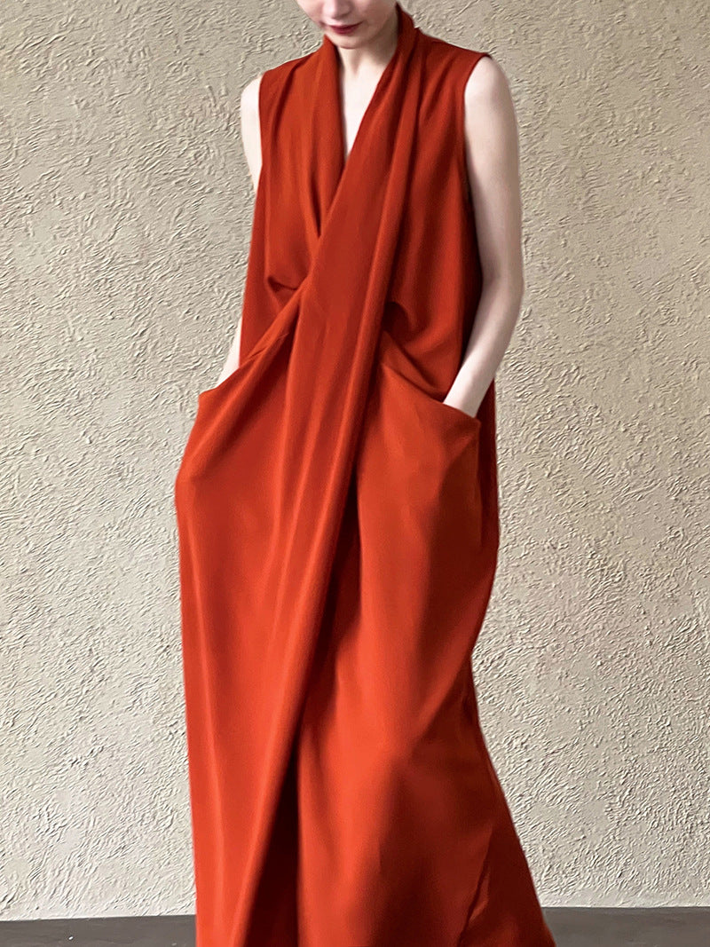 Athena Draped V-Neck Maxi Dress