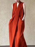 Athena Draped V-Neck Maxi Dress