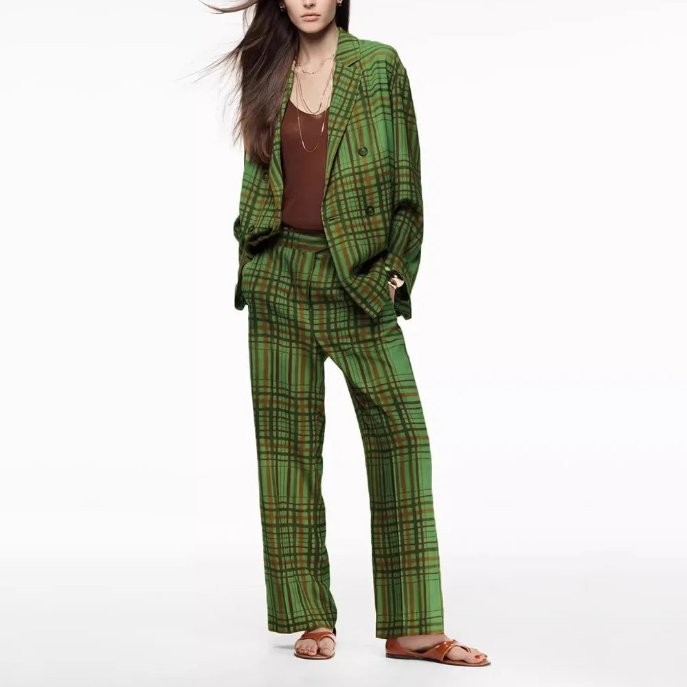 Scarlett Retro Plaid Blazer & Pants Set
