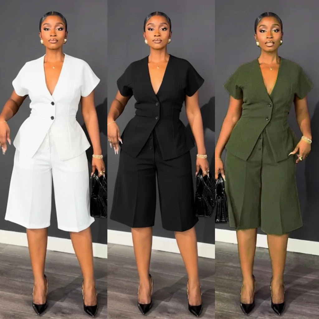Valerie Elegant Button-Down Two-Piece Set