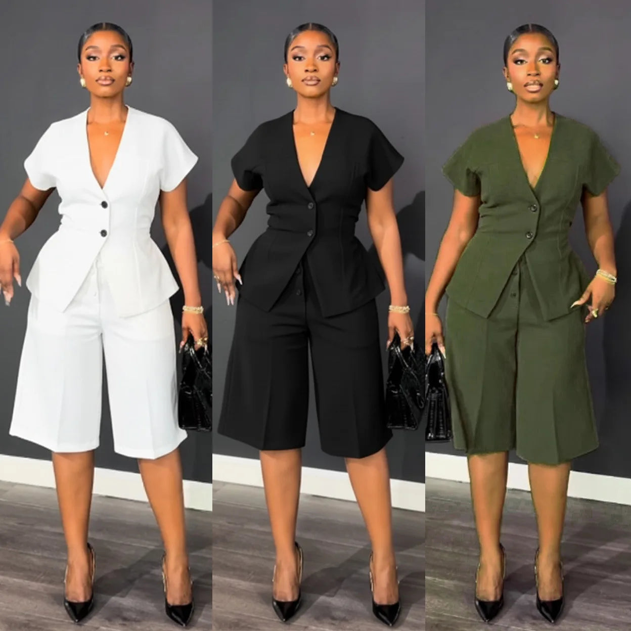 Valerie Elegant Button-Down Two-Piece Set