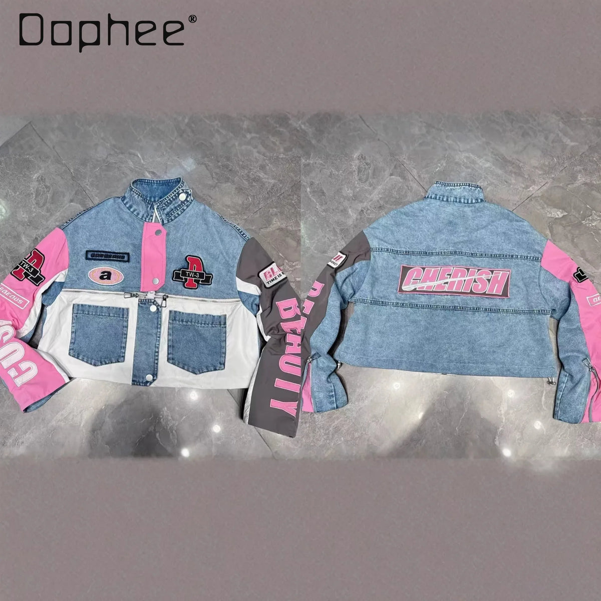 Cyber Street Color-Block Denim Set