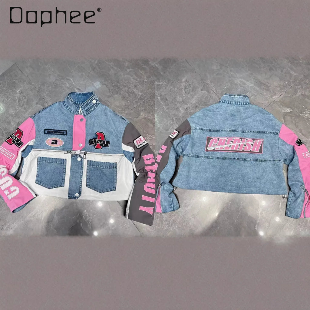 Cyber Street Color-Block Denim Set