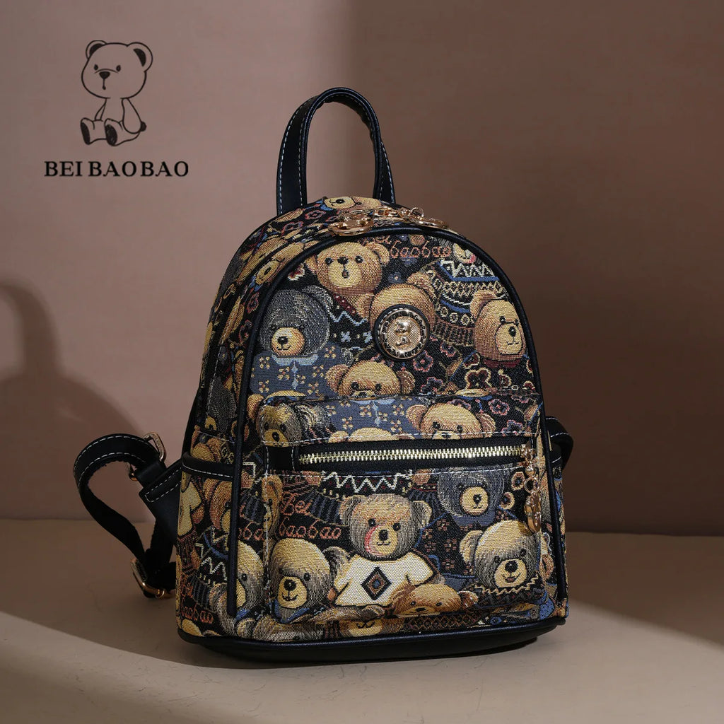 Retro Canvas Bear Backpack