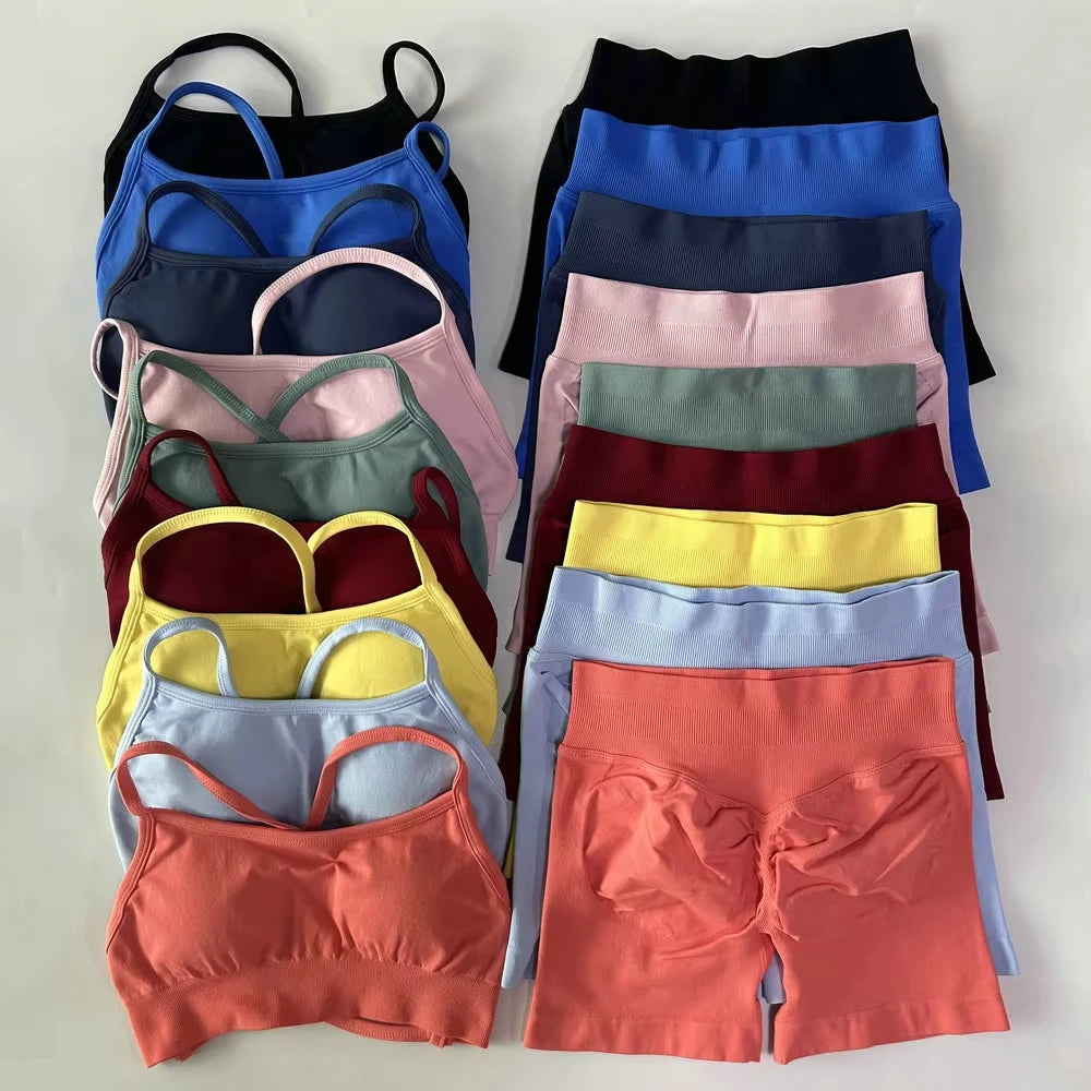 Aura Strappy Yoga & Scrunch Shorts Set
