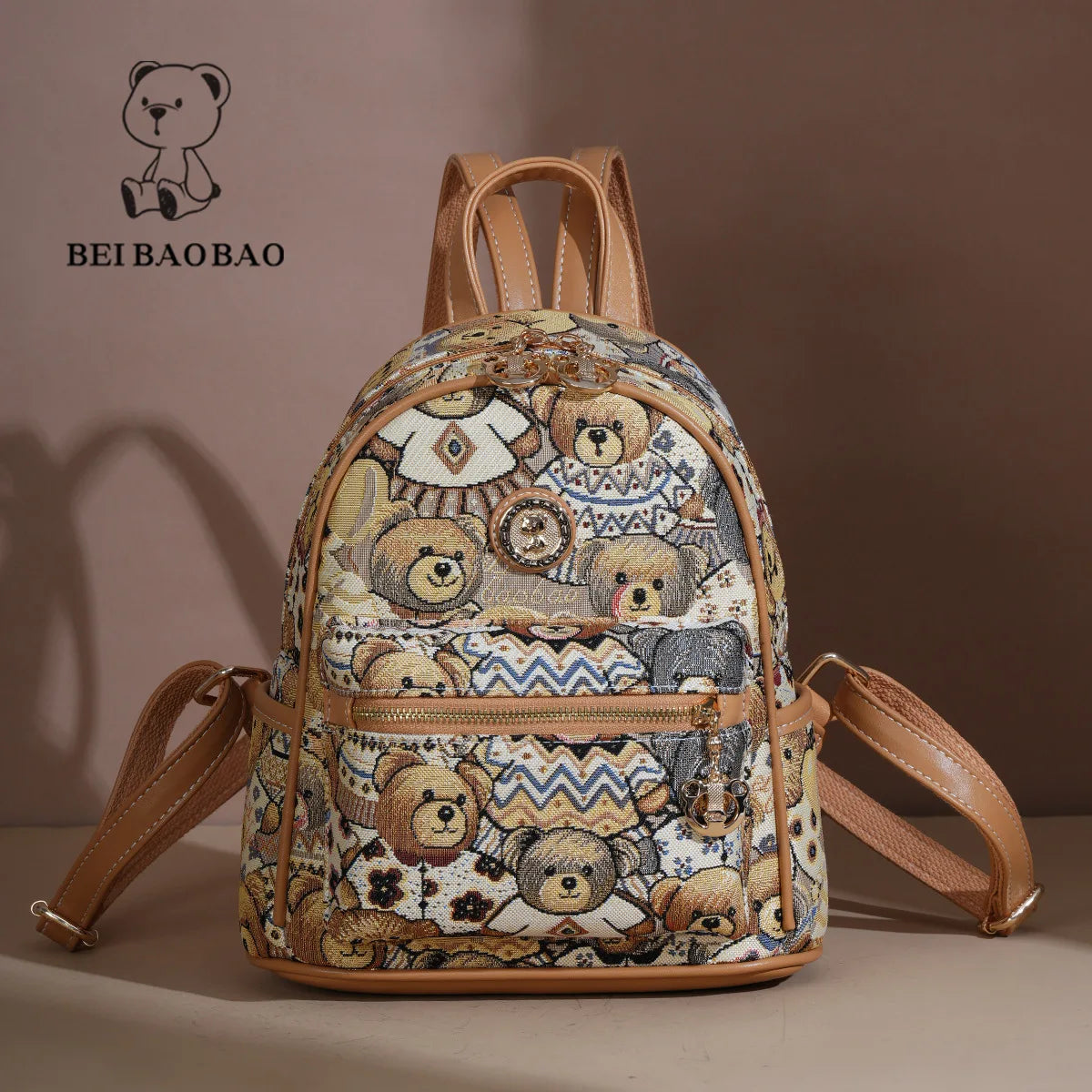 Retro Canvas Bear Backpack