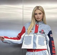 Cyber Street Color-Block Denim Set