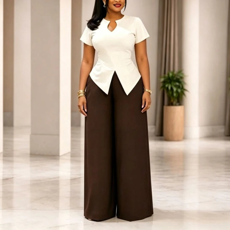 Evelyn Elegant Wide-Leg Two-Piece Set