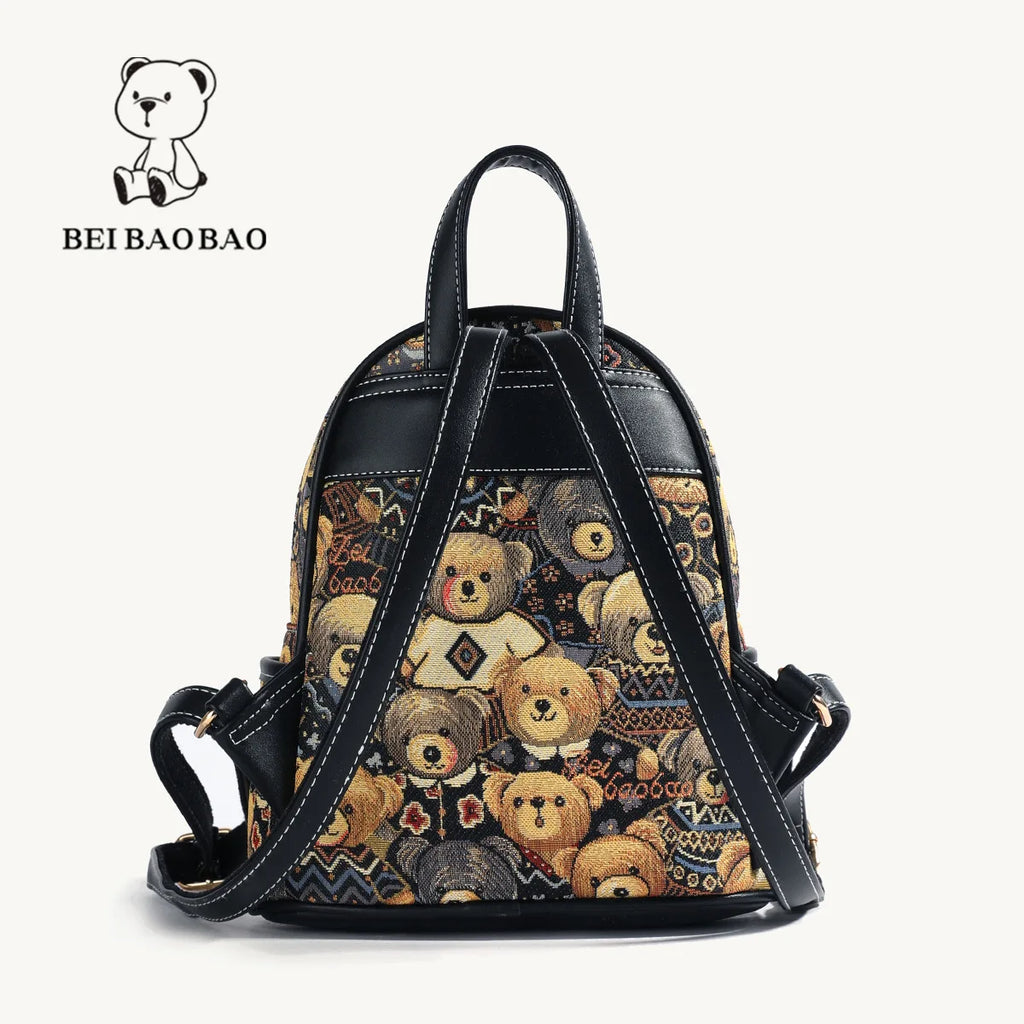Retro Canvas Bear Backpack
