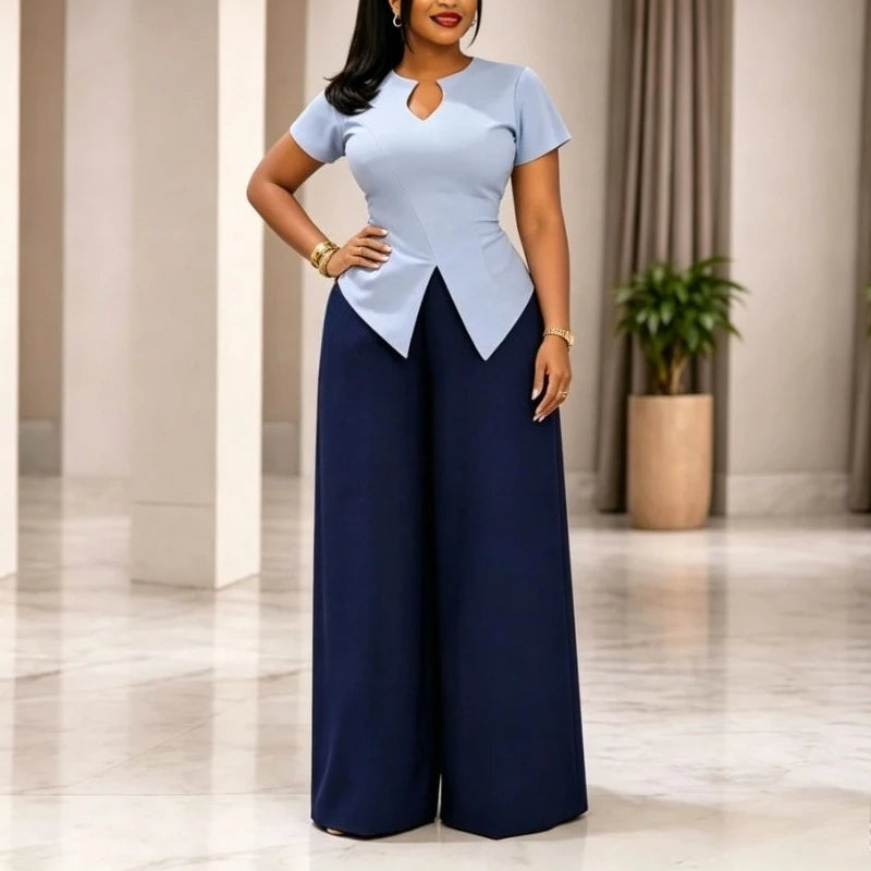 Evelyn Elegant Wide-Leg Two-Piece Set