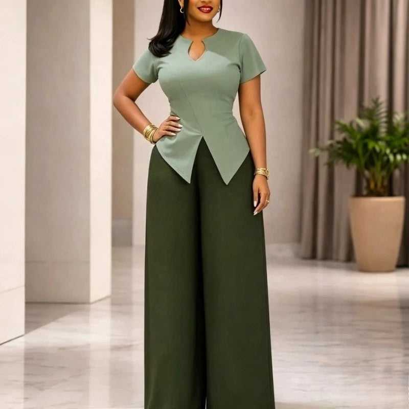 Evelyn Elegant Wide-Leg Two-Piece Set