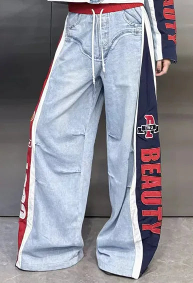 Cyber Street Color-Block Denim Set