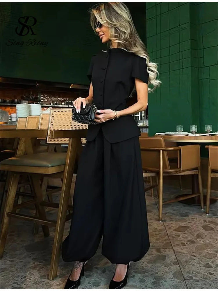 Elegant 2-Piece Wide-Leg Pant Set