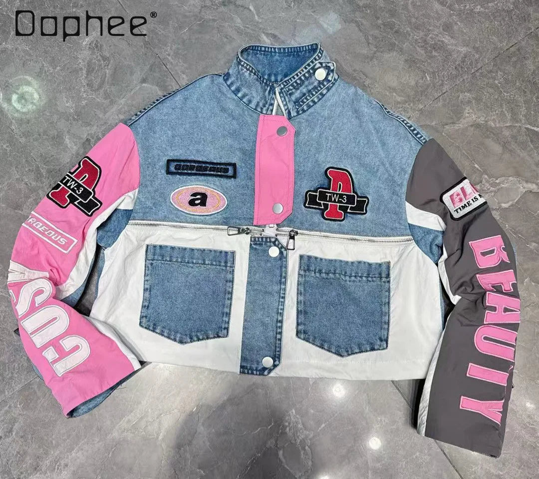 Cyber Street Color-Block Denim Set