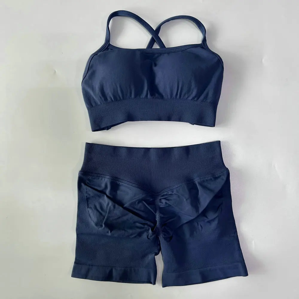 Aura Strappy Yoga & Scrunch Shorts Set