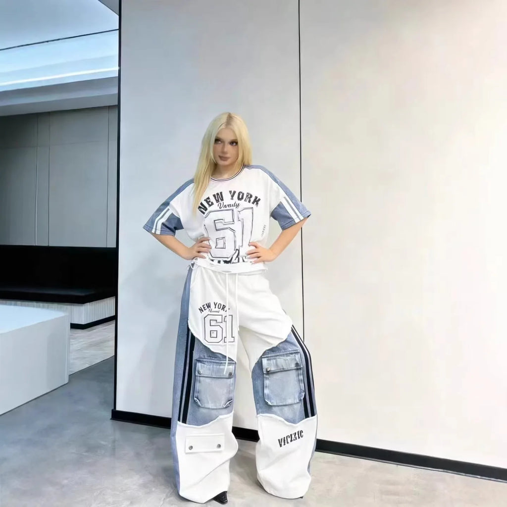 Nova Graffiti Denim Spliced Set