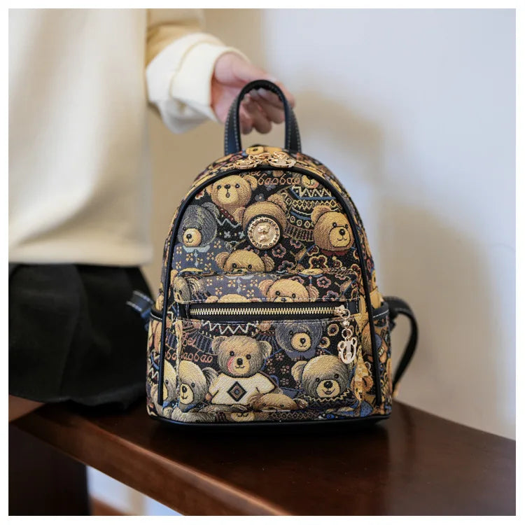 Retro Canvas Bear Backpack