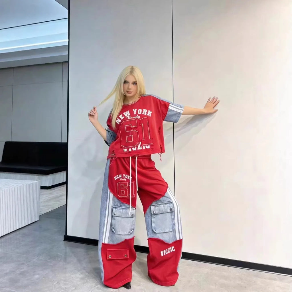 Nova Graffiti Denim Spliced Set