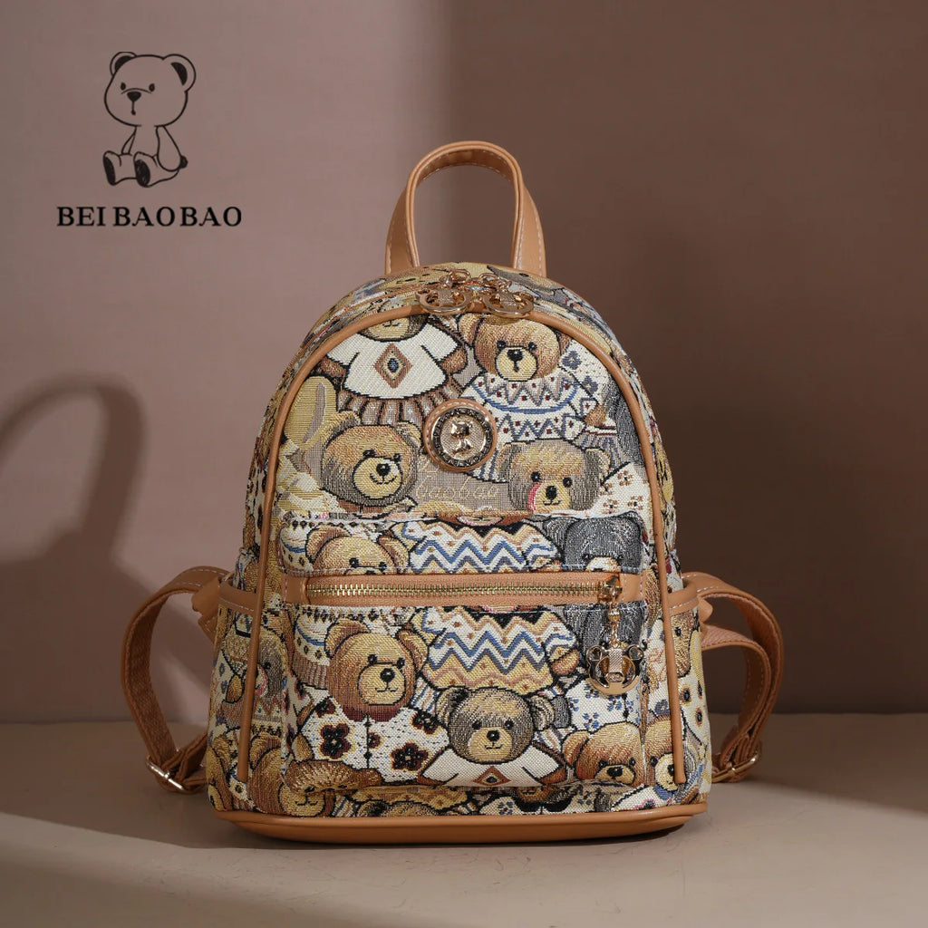 Retro Canvas Bear Backpack