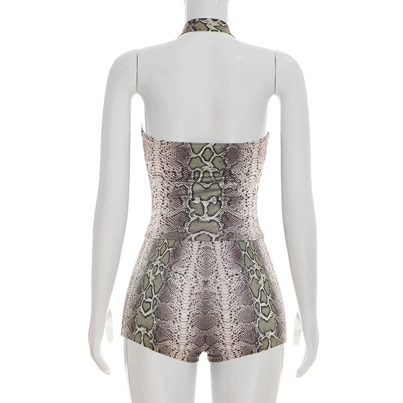 Zaria Animal Print Halter Two-Piece Set