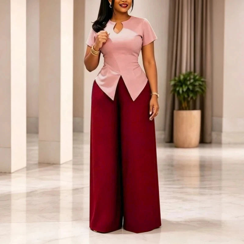 Evelyn Elegant Wide-Leg Two-Piece Set